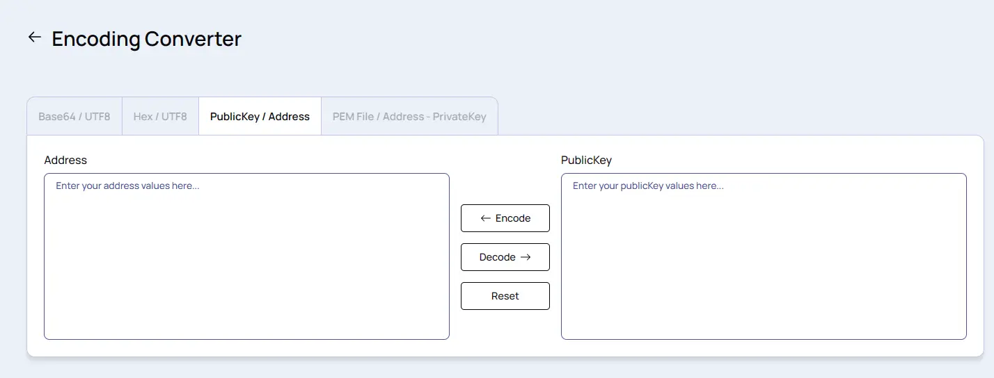addition of the PublicKey ↔︎ Address function for a better user experience