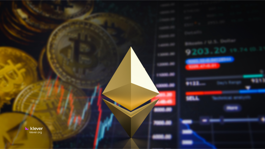 golden crypto coins, financial graphics, big gold eth simbol